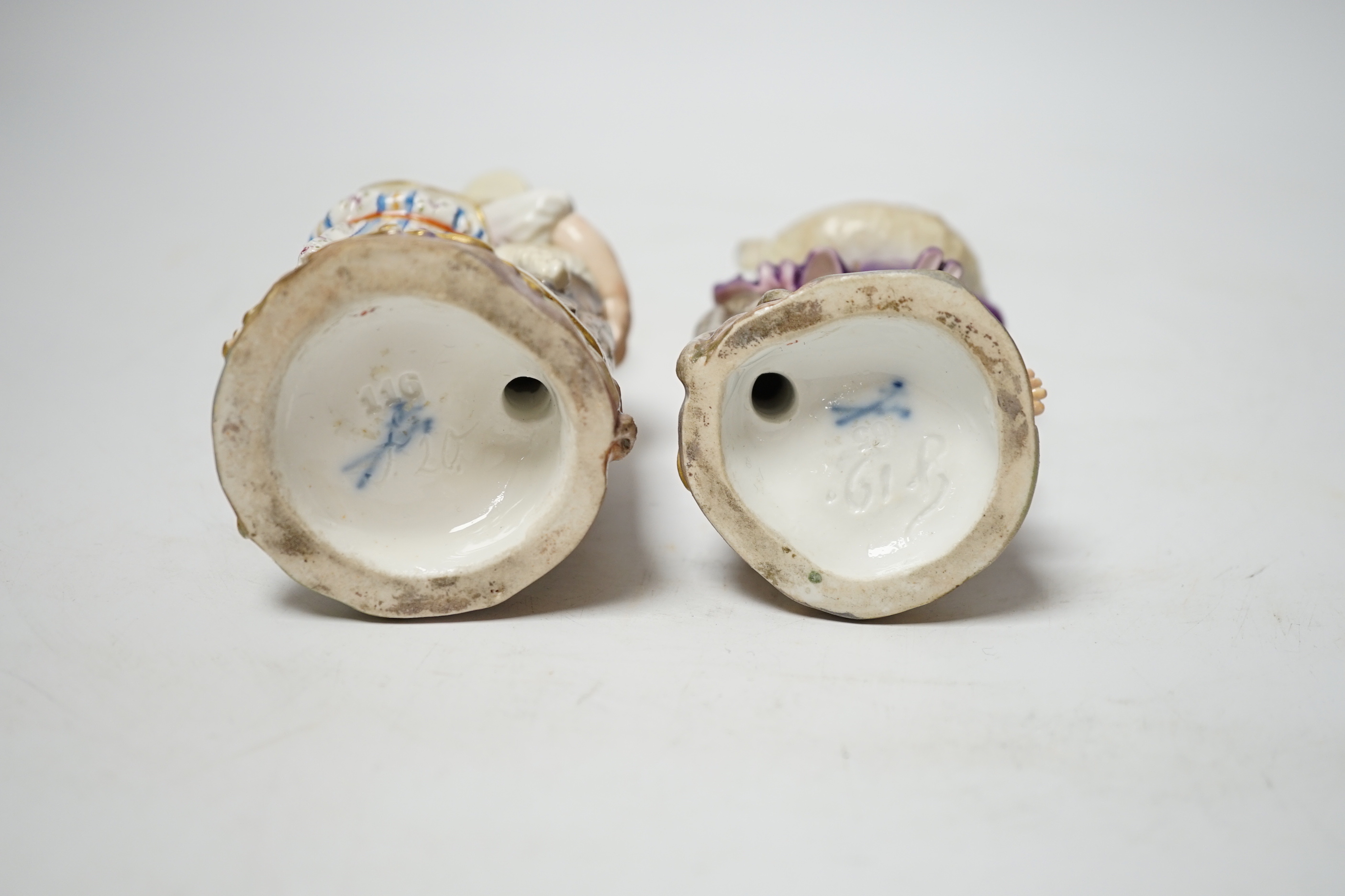 A pair of late 19th century Meissen figures, incised F19 and F20, tallest 12cm